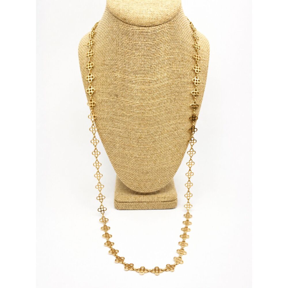 Tory Burch Long Gold Clover Link Necklace
